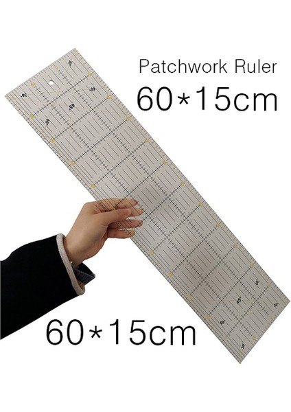 Kırkyama - Patchwork - Dikiş - Nakış Cetveli Şeffaf 15X60 cm