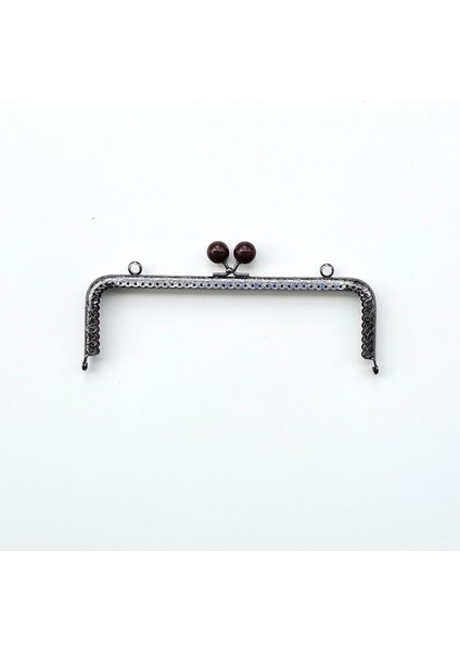 Köşeli Yanık Kahve Inci Boncuklu Işleme Baskılı Askılıklı Çanta ve Cüzdan Bursu - Klipsi Gri 20 cm