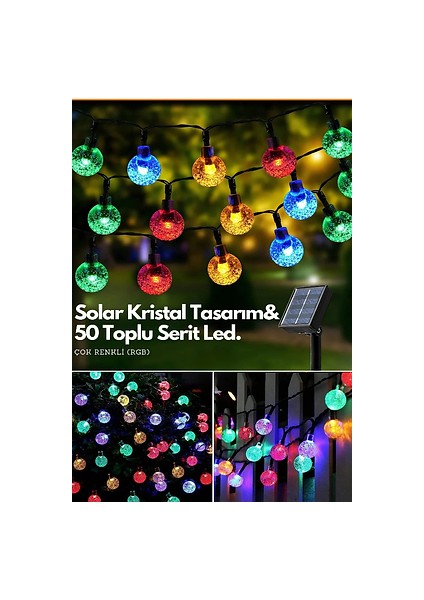 Güneş Enerjili Top 50 LED Bahçe Aydınlatma 7 Metre S_40