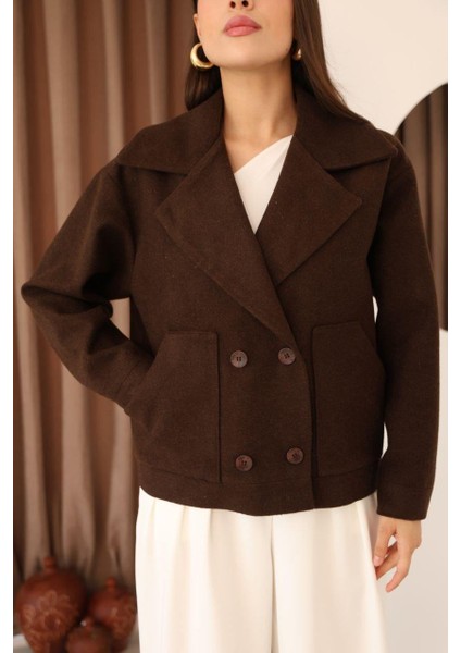 Kadın Kahverengi Kısa Kaşe Ceket indirimleri