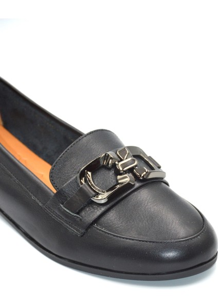 Kadın Siyah Hakiki Deri Tokalı Loafer Günlük Ayakkabı modelleri