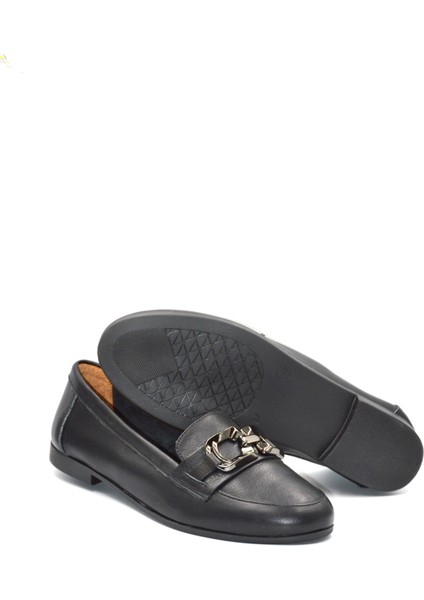 Kadın Siyah Hakiki Deri Tokalı Loafer Günlük Ayakkabı indirimleri
