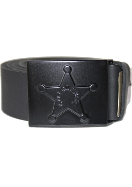Manda Deri Özel Güvenlik Erkek Pantolon Kemeri Siyah Özel Güvenlik Yazılı Tokalı En 4cm