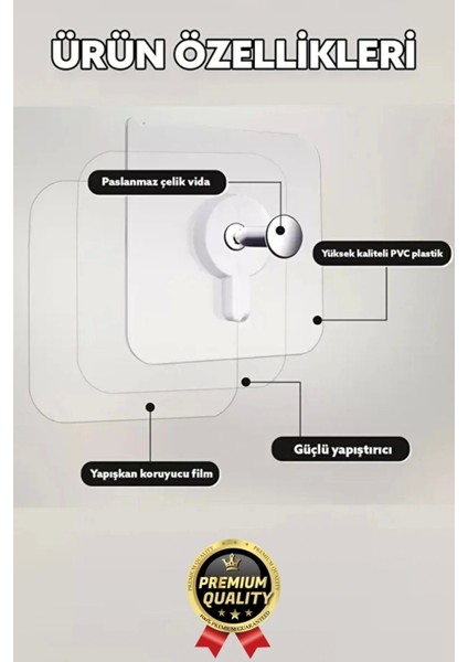 Süper Sağlam Iz Bırakmaz Çerçeve Tablo Banyo Mutfak Ultra Güçlü Yapışkanlı Çivisiz Askı 3 Adet modelleri