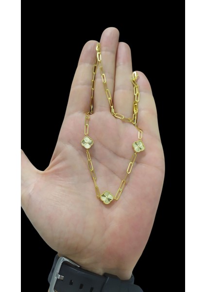 925 Ayar Gümüş Özel Tasarım Yonca Altın Kaplama Renk Şans Kolyesi fiyatları