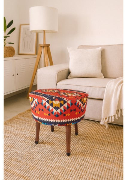 Puf Koltuk Bench Tabure – Anadolu Kilim Al- Ahşap Ayaklı