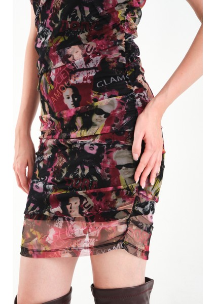 Tek Omuz Tül Elbise