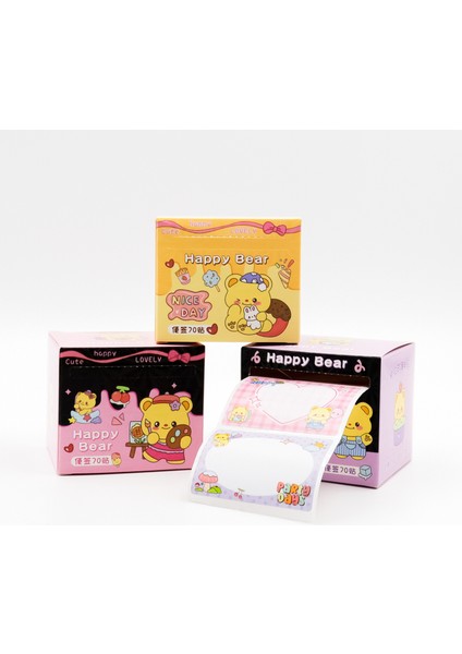 Happy Bear Desenli Rulo Etiket 70’li Set 6x4 cm – Kutu Rengi Stok Durumuna Göre Değişebilir