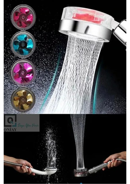 Özel Basınçlı Stop Düğmeli Pervaneli Su Tasarruflu Paslanmaz Turbo Duş Başlığı Hortum Mafsal Seti