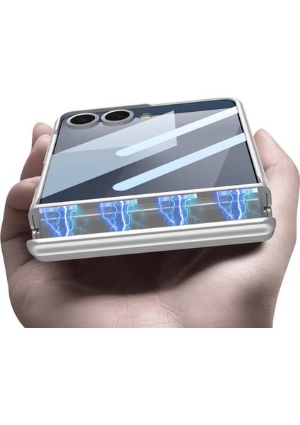 Galaxy Z Flip 7 Kılıf Zore Kıpta Standlı Kapak - Gümüş