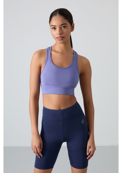 Eflatun Sırt Detaylı Dar Kalıp U Yaka Kadın Spor Büstiyer - 97120
