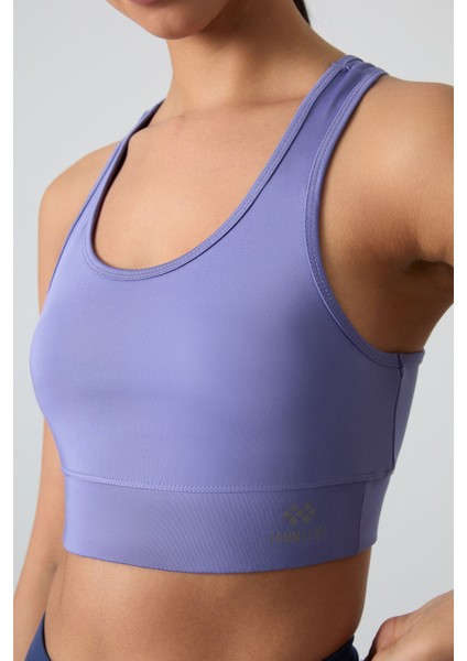 Eflatun Sırt Detaylı Dar Kalıp U Yaka Kadın Spor Büstiyer - 97120