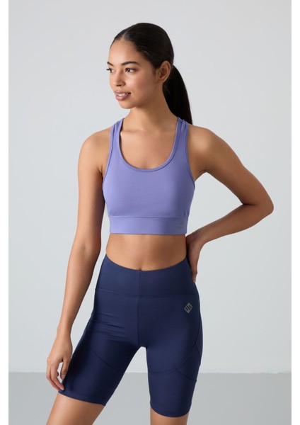 Eflatun Sırt Detaylı Dar Kalıp U Yaka Kadın Spor Büstiyer - 97120