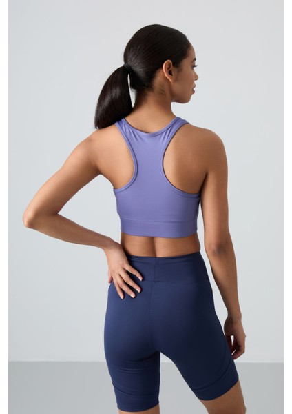 Eflatun Sırt Detaylı Dar Kalıp U Yaka Kadın Spor Büstiyer - 97120