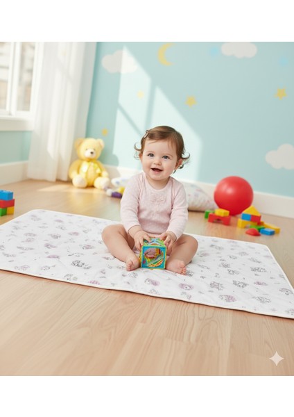 Bebek Oyun Minderi Oyun Halısı Alt Açma Minderi Unicorn Desenli %100 Pamuklu Kumaş