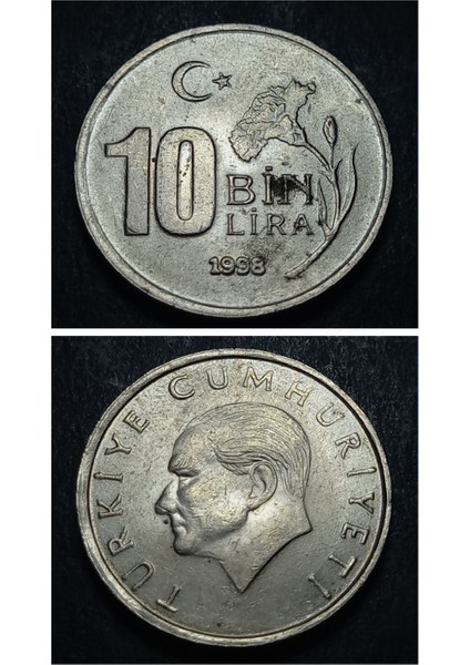 Escoines 3996368BB851F5016D 1998 10BIN Lira Çt+ Bakır-Çinko-Nikel Para