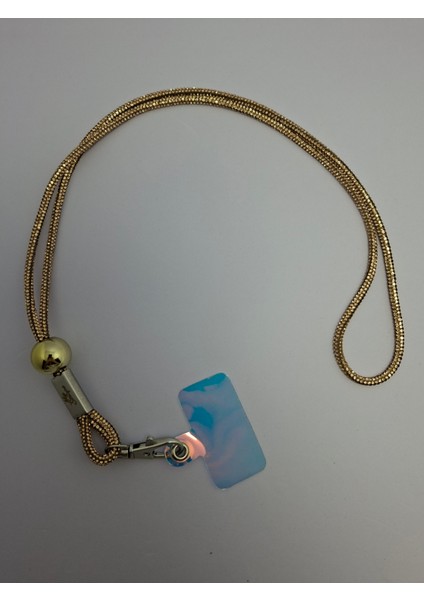 Tüm Kılıflara Uyumlu Gold Taşlı Telefon Boyun Askısı