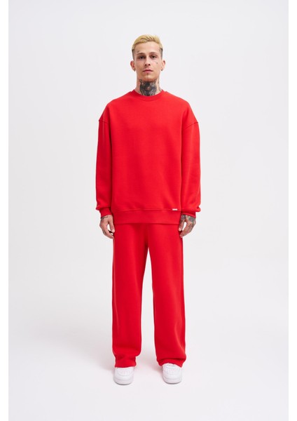 Erkek 3 Iplik Sweatshirt ve Pantolon Eşofman Takımı Normal ve Büyük Beden Rahat