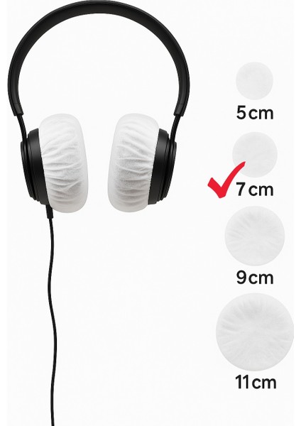 Tek Kullanımlık Kulaklık Hijyen Bonesi, Kulaklık Kılıfı - Beyaz-7 cm (M)