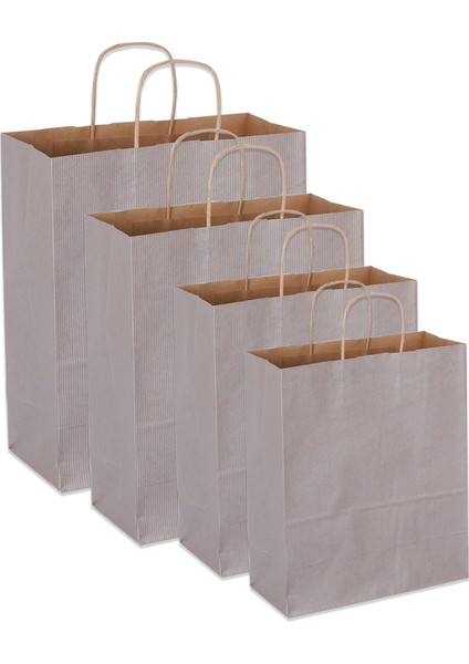 32*41*12 Gümüş Kraft Saplı Kağıt Çanta 25 Adet fırsatları