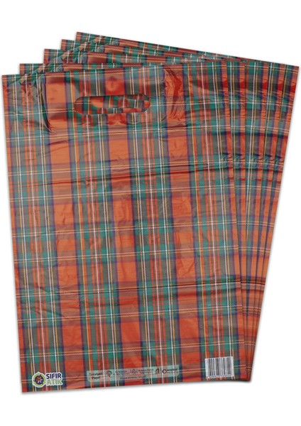 No:3 (33*45) Kırmızı Ekose Desenli Takviyeli Elgeçme Poşet 50 Adet fiyatları