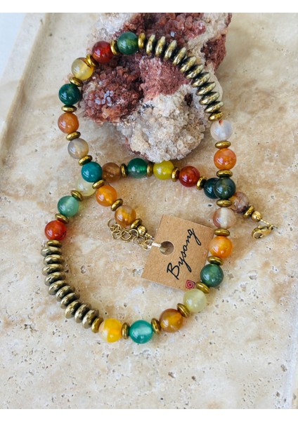 Renkli Akik Doğaltaş Kolye