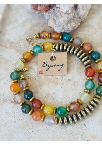 Renkli Akik Doğaltaş Kolye modelleri