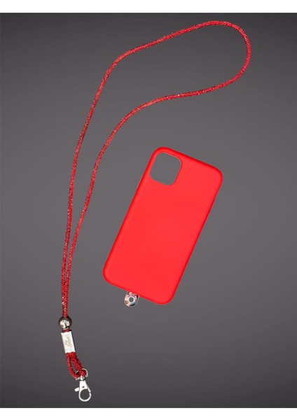 KIRMIZI TAŞLI TELEFON BOYUN ASKISI TÜM KILIFLARA UYUMLU fırsatları