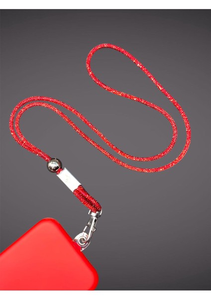 KIRMIZI TAŞLI TELEFON BOYUN ASKISI TÜM KILIFLARA UYUMLU indirimleri