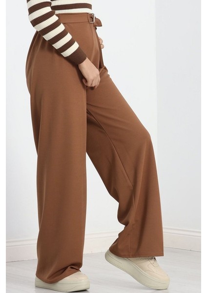 Tokalı Palazzo Pantolon Açıkkahve modelleri
