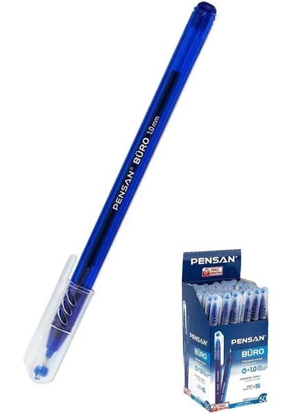 Mavi Tükenmez Kalem 1.0mm 1 Adet Pensan Büro Tipi Ballpoint Büro Plastik Kapaklı Tükenmez Kalem