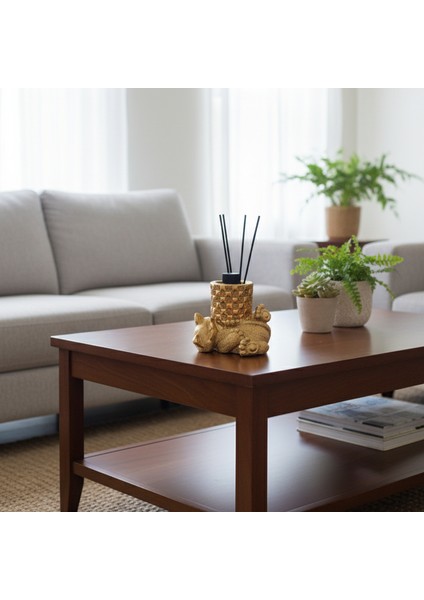 Sandal Kokulu Oda Kokusu – Altın Renk Kedi Biblo Tasarım 100 ml Çubuklu modelleri