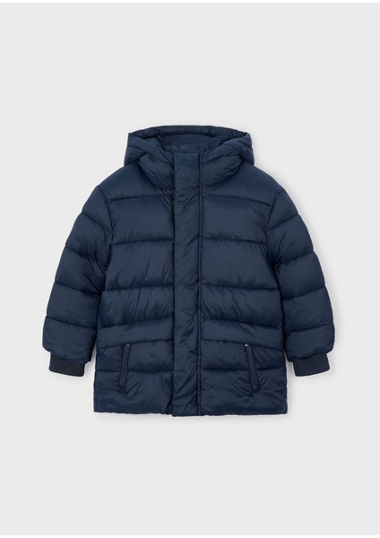 Erkek Çocuk Kapüşonlu Uzun Şişme Dolgulu Mont 4422 Lacivert