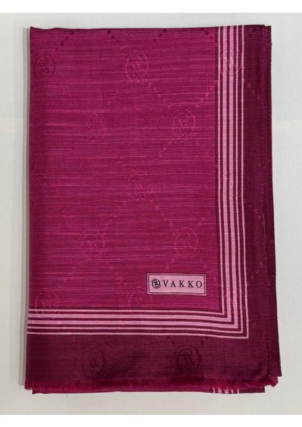 Monogram Pamuk Ipek Bordürlü Şal 41540-FUŞYA