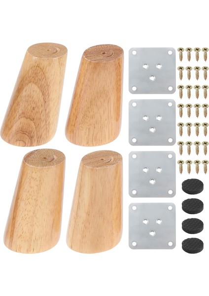Ahşap (8 Cm) Mobilya Koltuk Kanepe Ayağı Ayakları M8 Civatalı Bağlantı Aparatlı 4'lü Set
