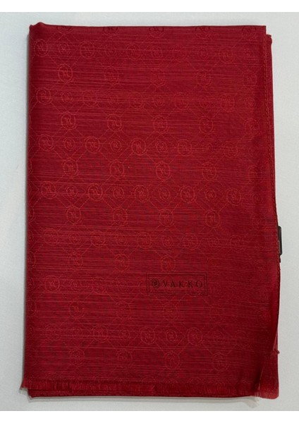 Pamuk Ipek Monogram Şal 40752-KOYU Kırmızı