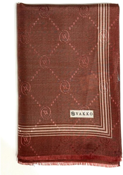 Monogram Pamuk Ipek Bordürlü Şal 41540-KAHVE