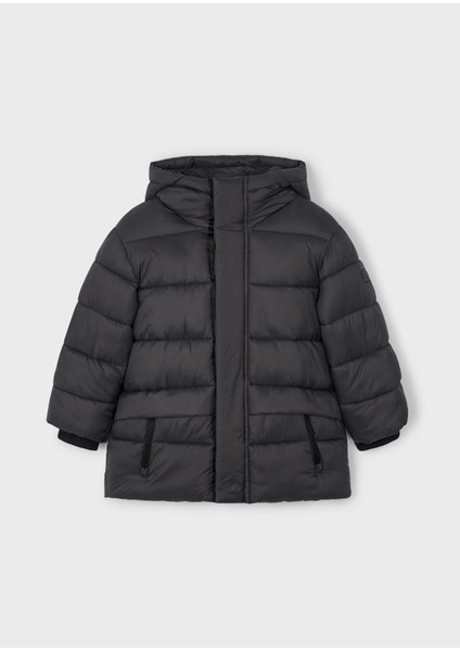 Erkek Çocuk Kapüşonlu Uzun Şişme Dolgulu Mont 4422 Siyah fırsatları