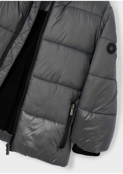 Erkek Çocuk Kapüşonlu Dolgulu Parlak Kumaş Mont 4416 Gri modelleri