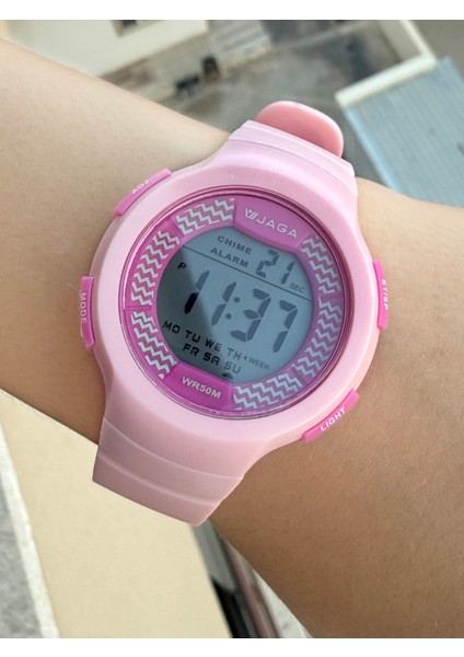 Pembe Renk Dijital Su Geçirmez Çocuk Kol Saati
