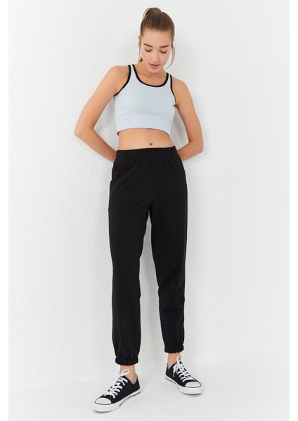 Taş Basic Sıfır Kol Dar Kalıp U Yaka Kadın Crop Top Atlet - 97162