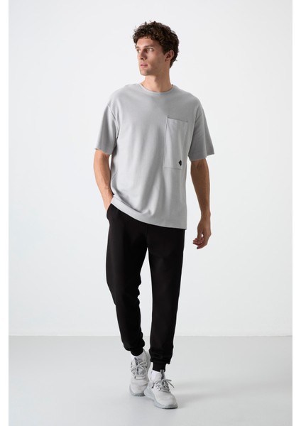 Siyah Bağcıklı Dar Paça Erkek Eşofman Alt - 84999