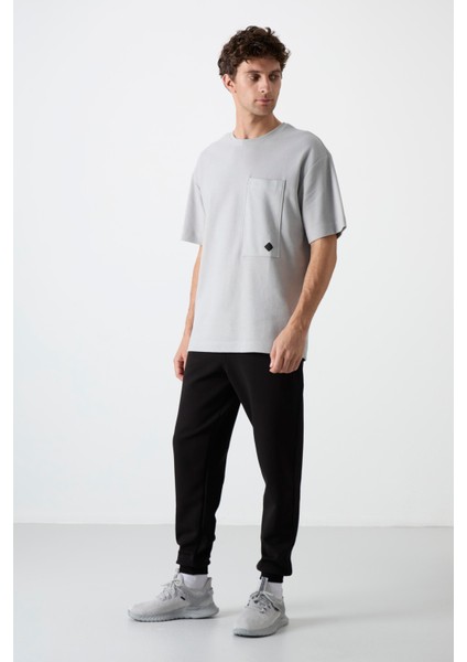 Siyah Bağcıklı Dar Paça Erkek Eşofman Alt - 84999