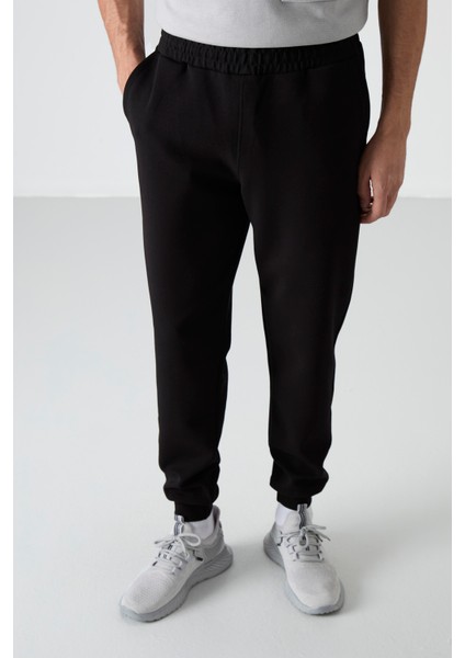 Siyah Bağcıklı Dar Paça Erkek Eşofman Alt - 84999