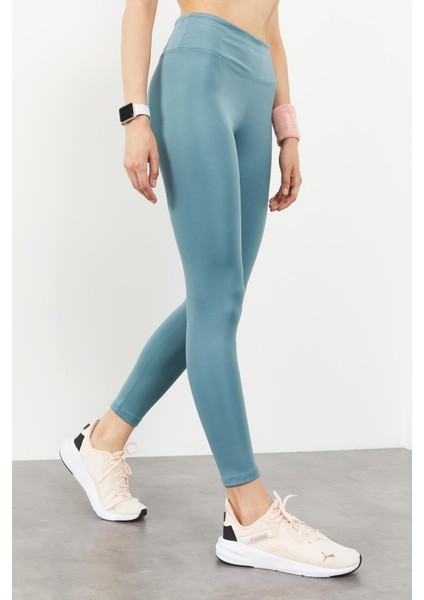 Mint Yeşili Yüksek Bel Streç Slim Fit Dar Paça Kadın Tayt - 94545