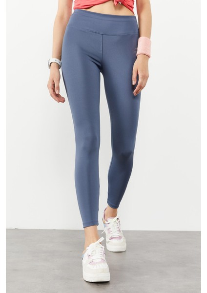 Petrol Yüksek Bel Streç Slim Fit Dar Paça Kadın Tayt - 94545