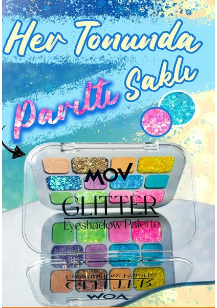 Glitter 12’li Far Paleti No:04 – Işıltılı & Yarı Mat, Uzun Süre Kalıcı Göz Farı Paleti