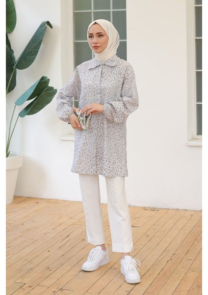 Cicek Baskılı Gömlek Gri fiyatları