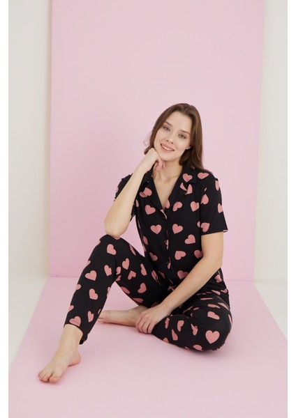 Pamuklu Düğmeli Pijama Takımı