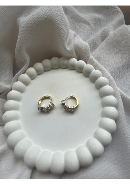 Çelik Taşlı Halka Küpe